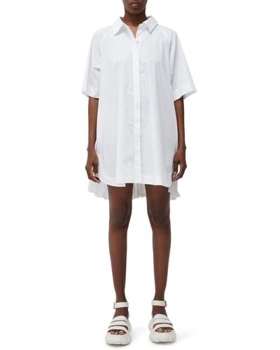 Jonathan Simkhai Blanche Pleat Back Cotton Mini Shirtdress - White