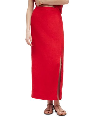 Madewell Linen Column Maxi Skirt - Red