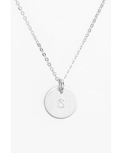 Nashelle Sterling Silver Initial Mini Disc Necklace - White