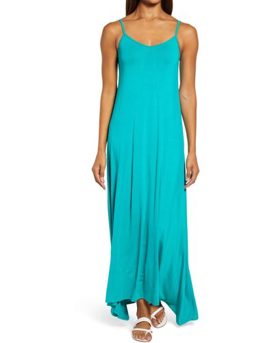 Loveappella Godet Maxi Dress - Blue