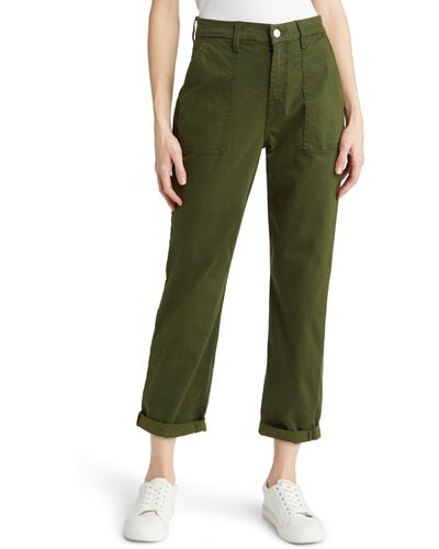 7 For All Mankind Patch Pocket High Waist Slim Sateen Pants - Green