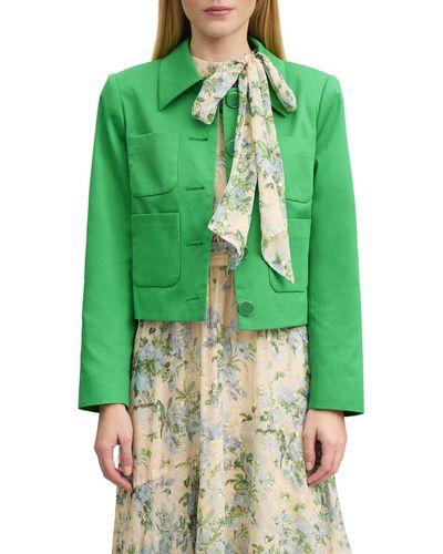LK Bennett Crop Cotton Jacket - Green
