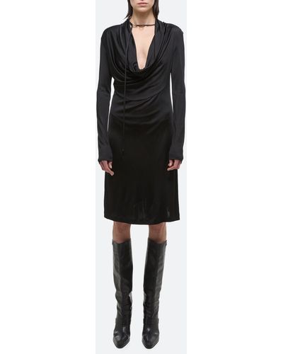 Helmut Lang Cowl Neck Long Sleeve Dress - Black