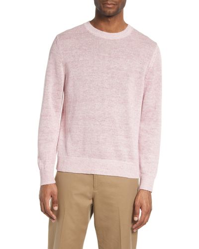 Vince Mélange Linen & Cotton Crewneck Sweater - Pink