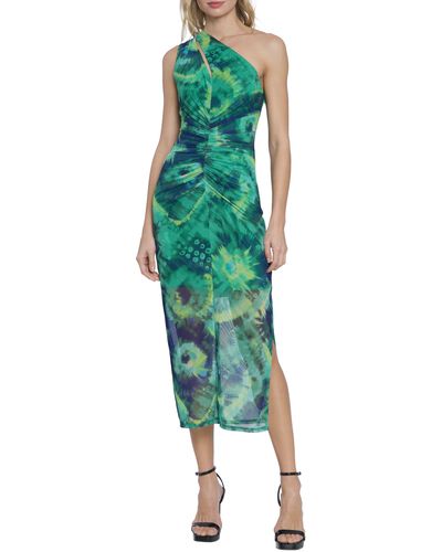 DONNA MORGAN FOR MAGGY One-shoulder Midi Dress - Green