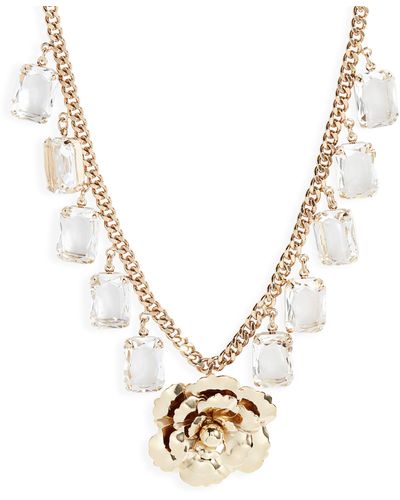 Carolina Herrera Crystal Shaker Rose Pendant Necklace - Metallic