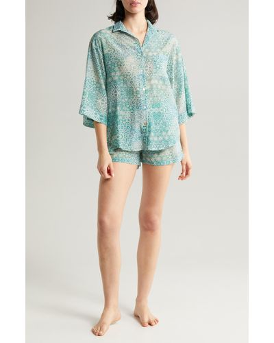 Papinelle Amira Cotton & Silk Short Pajamas - Green