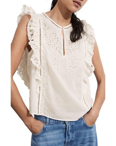 & Other Stories & Ruffle Sleeveless Top - Natural