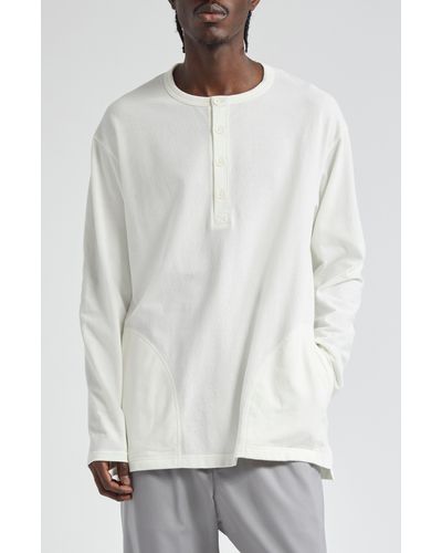 Y-3 Workwear Long Sleeve Cotton Henley - White