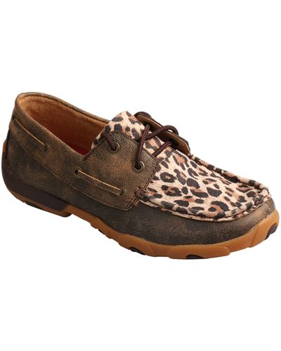 Twisted X Animal Print Boat Shoe - Brown