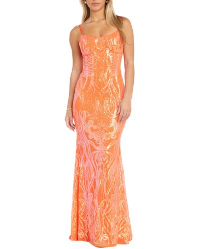 Morgan & Co. Sequin Gown - Orange