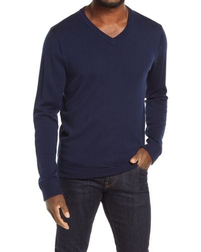 Nordstrom Washable Merino V-neck Sweater - Blue