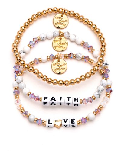 Little Words Project Faith & Hope Set Of 3 Beaded Bracelets - Metallic
