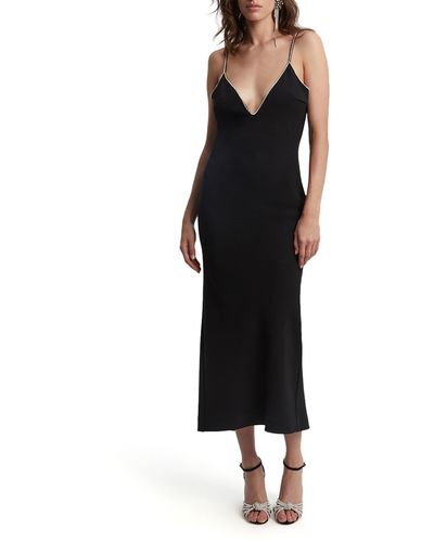 Bardot Vira Diamante Trim Cocktail Midi Dress - Black