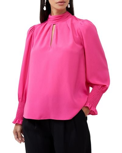 French Connection Keyhole Crepe Top - Pink
