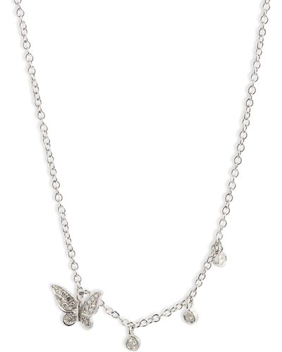 Meira T Diamond Butterfly Pendant Necklace - White