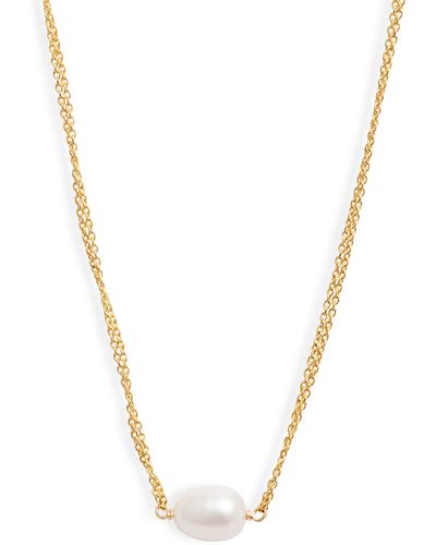 POPPY FINCH Double Chain Oval Pearl Necklace - Multicolor