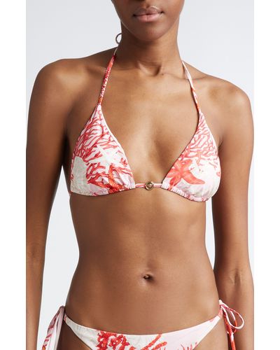 Versace Trésor De La Mer Triangle String Bikini Top - Red