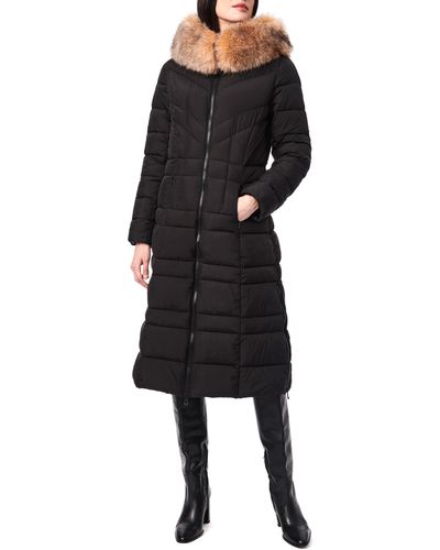 Bernardo Water Resistant Insulated Puffer Coat With Removable Faux Fur Trim - Black