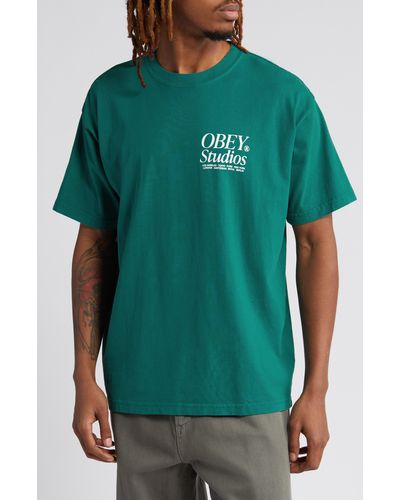 Obey Studios Icon Logo Graphic T-shirt - Green