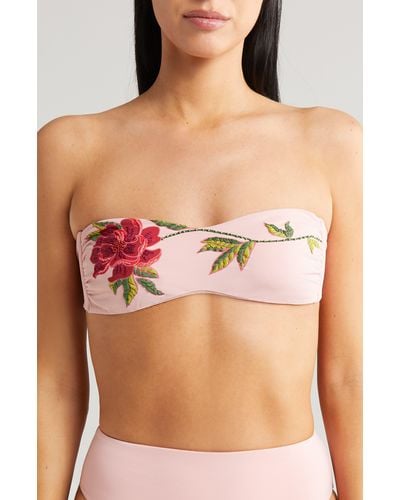 FARM Rio Rose Beaded Strapless Bikini Top - Pink