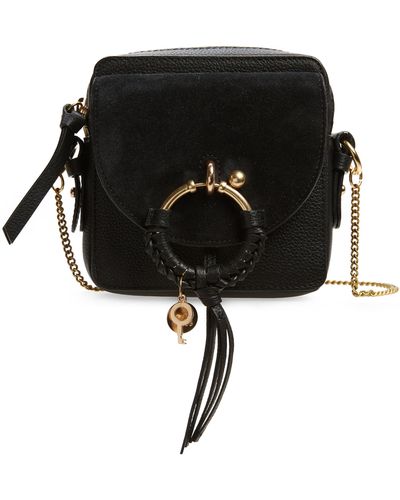 See By Chloé Small Joan Suede & Leather Crossbody Bag - Black