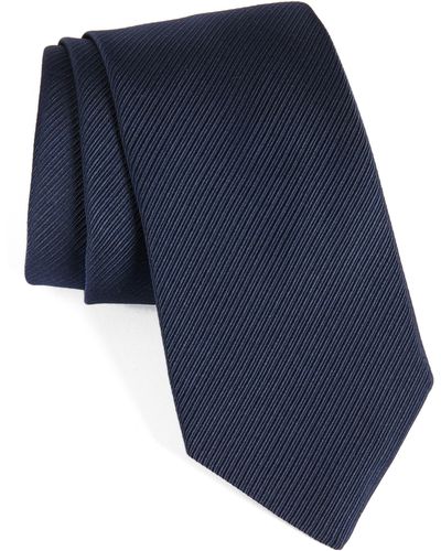 David Donahue Stripe Silk Tie - Blue