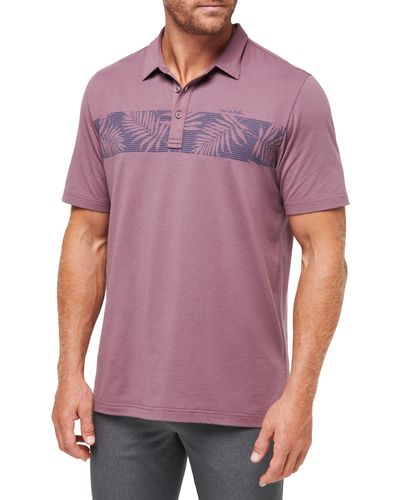 Travis Mathew The Heather Localism Leaf Stripe Golf Polo - Purple