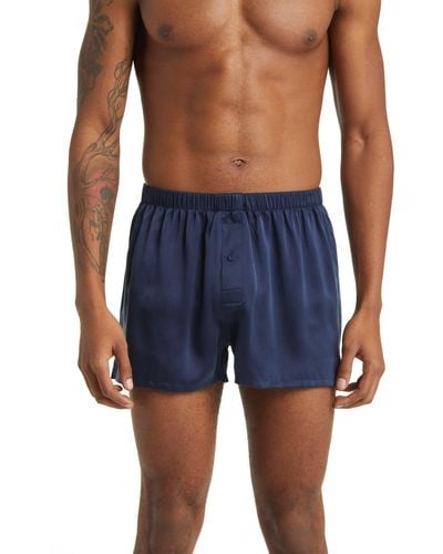 Lunya Washable Silk Boxer Shorts - Blue