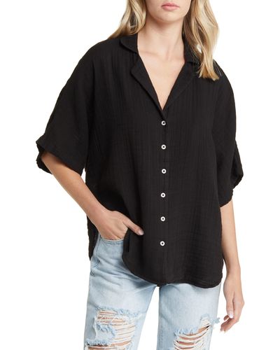 Rip Curl Premium Surf Cotton Gauze Button-up Shirt - Black