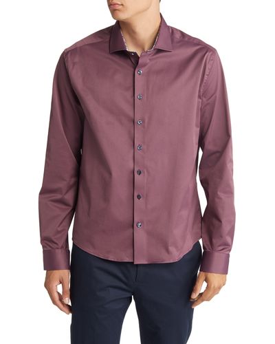Stone Rose Dry Touch® Performance Button-up Shirt - Purple