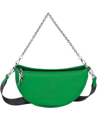 Longchamp Smile Small Half Moon Leather Crossbody Bag - Green