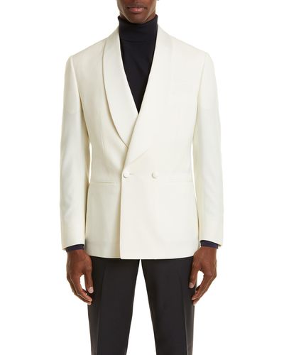 Thom Sweeney Double Breasted Shawl Collar Dinner Jacket - White