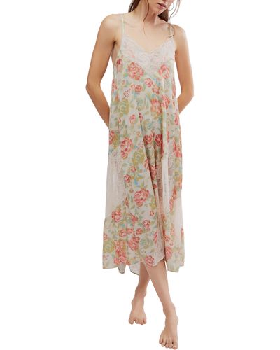 Free People First Date Print Sleeveless Maxi Dress - Natural