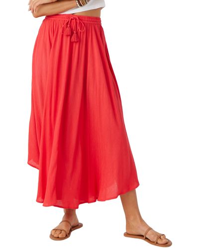 O'neill Sportswear Samoa Rounded Hem Maxi Skirt - Red