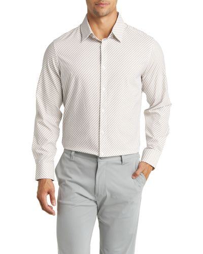 Mizzen+Main Mizzen+main Leeward Trim Fit Dot Performance Button-up Shirt - Gray