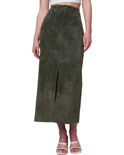 Blank NYC Suede Maxi Skirt - Green
