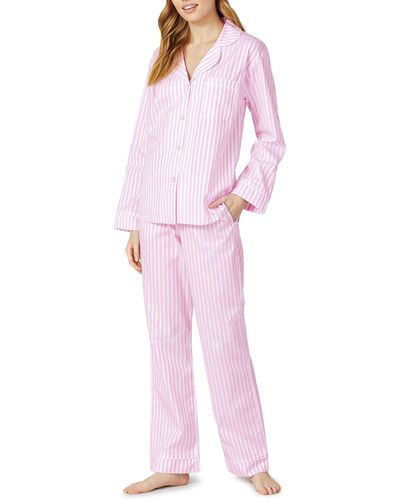 Bedhead 3d Stripe Organic Cotton Sateen Pajamas - Pink