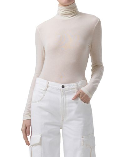 Agolde Pascale Turtleneck Long Sleeve T-shirt - White
