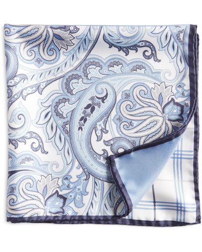 Nordstrom Four Panel Silk Pocket Square - Blue