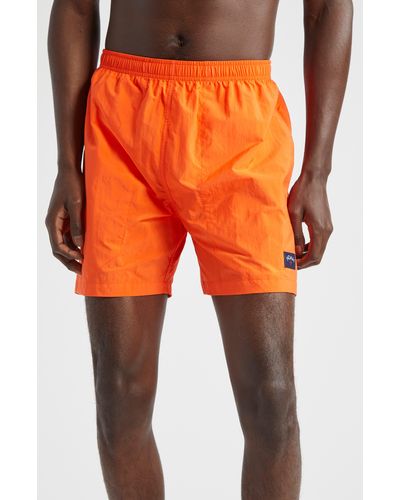 Noah Core Solid Nylon Swim Trunks - Orange