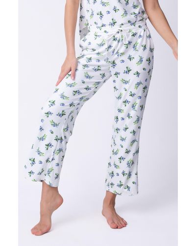Pj Salvage Blueberry Print Pointelle Crop Pajama Pants