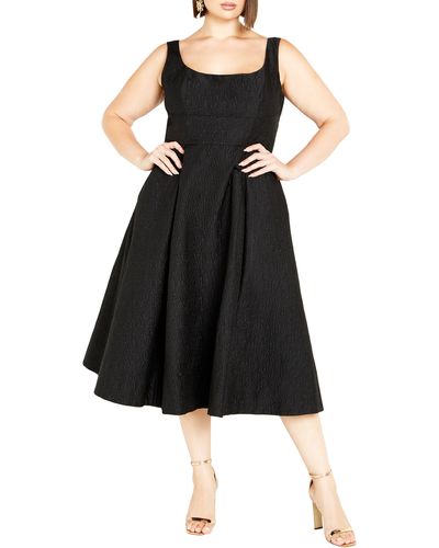 City Chic Estella Jacquard Midi Dress - Black