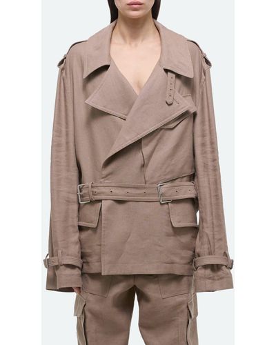 Helmut Lang Cr Rider Arch Belted Trench Jacket - Brown
