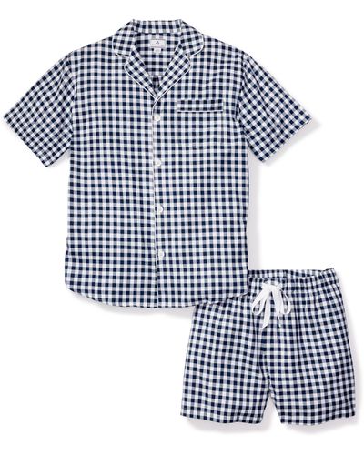 Petite Plume Gingham Cotton Short Pajamas - Blue