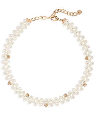 Nordstrom Imitation Pearl Pavé Choker Necklace - White