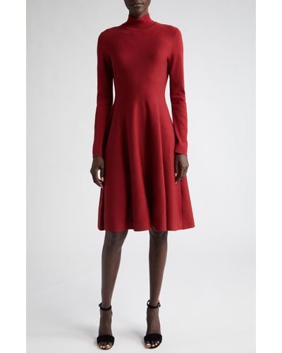 Akris Punto Long Sleeve Knit Dress - Red