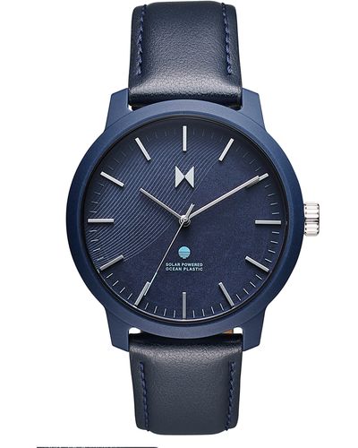 MVMT Legacy Solar Faux Leather Strap Watch - Blue