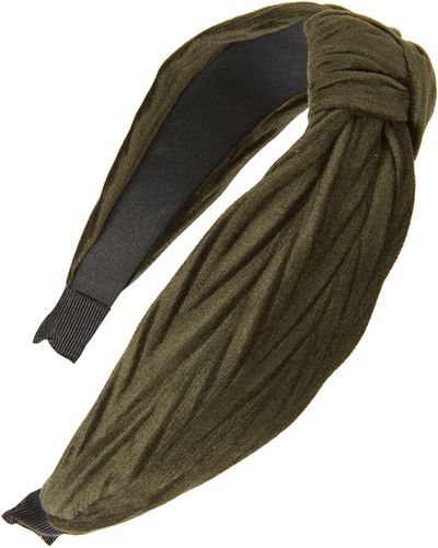 Tasha Pleated Knot Velveteen Headband - Green