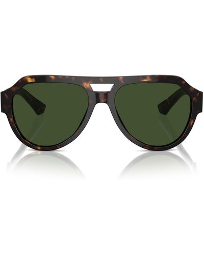 Dolce & Gabbana 56mm Square Aviator Polarized Sunglasses - Green